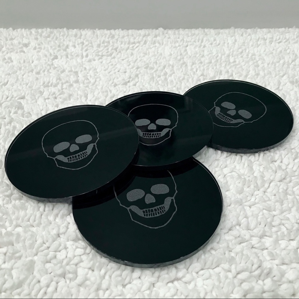 Coasters Set of 4 - Glitter Skull (New in Box)